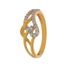 GLIMMERING WHITE ZIRCON LADIES GOLDEN RING